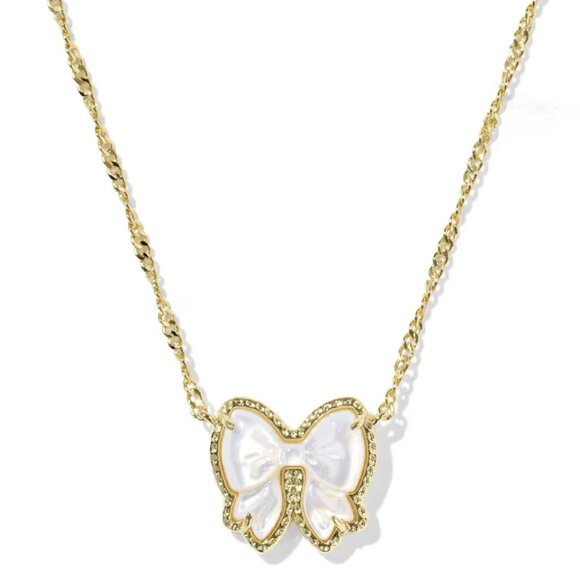 Kendra Scott Haley Bow Ivory Mother-of-Pearl Necklace (Gold) Set (Bracelet, Earr - Picture 4 of 4